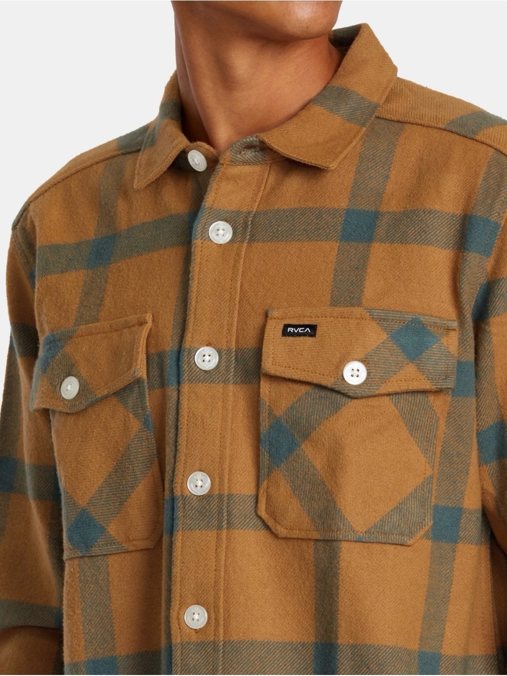 NWT RVCA CPO Flannel Shirt Camel Medium - Picture 3 of 11
